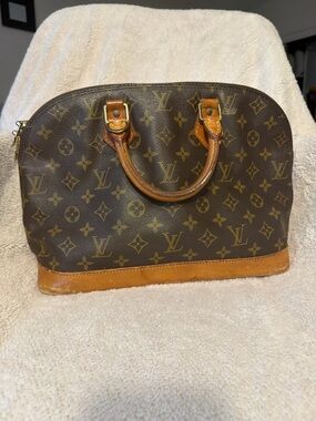 Louis Vuitton Monogram Alma Top-Handle Satchel in Dark Brown and Tan